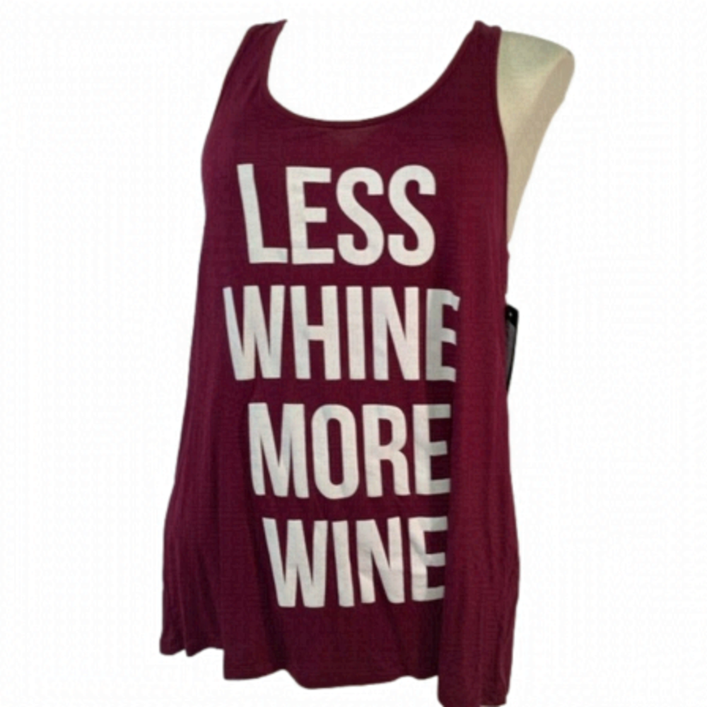 NWT "Less Whine More Wine" Red Tank Top